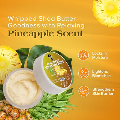 RA COSMETICS Whipped Shea Butter Pineapple - 6oz | 100% Pure & Natural African Shea Butter for Men & Women - Ultimate Handcrafted Moisturizer with Essential Vitamins for Radiant Skin