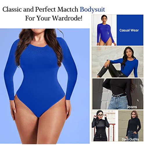 Soo slick Bodysuit for Women Fall Clothes for Women 2024 - Body Shaper Long Sleeve Crew Neck Thong Body Shaping Tops