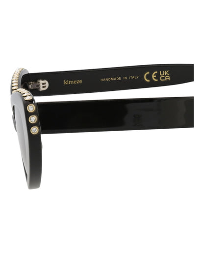 KIMEZE Women's Damba Sunglasses, Black/Rhinestone, One Size