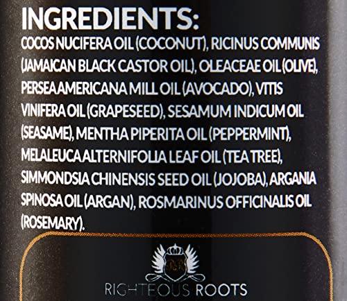 Righteous Roots Rx Hair Oil for Hair Growth, Anti Frizz and Thickener Best for Curly, Wavy Natural Hair and Beards. 4fl oz (Previously known as Hair RX)