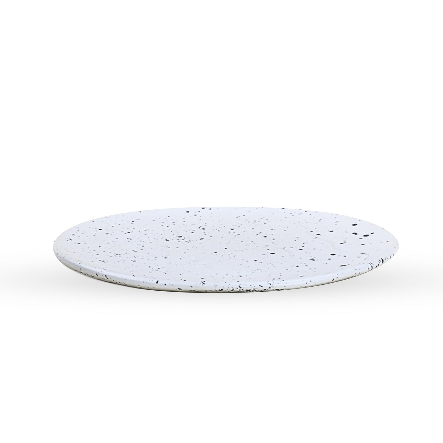 SWEET JULY Edgewater Ceramic Dinner Plate, Handcrafted, Durable, Dishwasher & Microwave Safe, Speckled Design, Avail. in White, Black, Gray and Chai – 11” Plate (White Speckled)