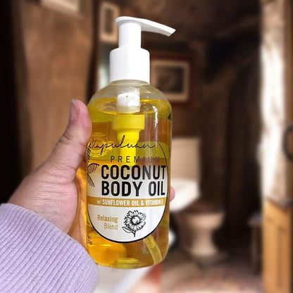 Kapuluan Massage Body Oil Relaxing Blend – Lavender Coconut Oil Blend for Stress Relief, Muscle Tension 8oz