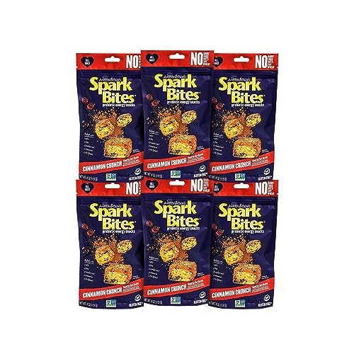 SPARK BITES - Cinnamon Crunch (Pack of 6) Allergen Free Vegan Healthy Energy Snack - A Steady Release of Wholesome Energy with NONE OF THE TOP 9 ALLERGENS - Vegan, Non-GMO, Gluten-Free