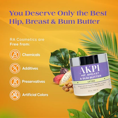 RA COSMETICS Akpi Lifting Butter for Butt, Hips, and Breasts - Surgery-Free Beauty Solution & Butt Enhancement Cream Moisturizer for Firming and Toning your Skin | Hip Lift Massage Cream, 12oz