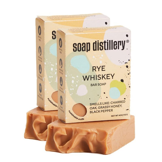Soap Distillery Rye Whiskey Bar Soap Two Pack - Soap for men - Great gift for men - Soap for Women - Spicy, Oak Wood, Highly Aromatic Scent