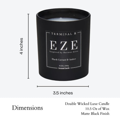 TERMINAL B Luxury Scented Candle, EZE - Buenos Aires: Black Currant & Amber, Travel Inspired Airport Coded Candle, 10.58 oz, 60 Hour Burn Time, Made in Los Angeles