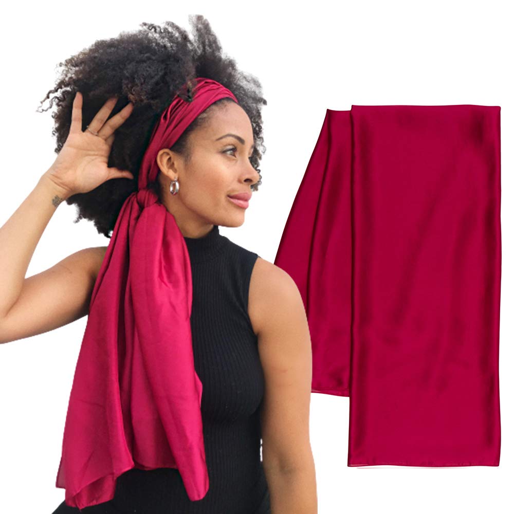 100% Satin Head Scarf | Headwrap for Women | Hair Turban for Black Women (Red)