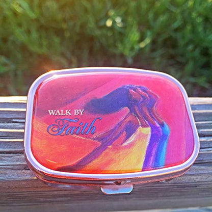 Shades of Color Pill Box Case, Walk By Faith, 2.23 x 1.77 inches (PBC126)