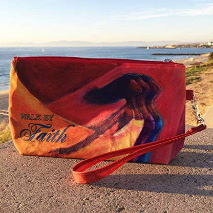 Shades of Color Cosmetic Pouch, Walk By Faith, 9 x 5 inches (CP108)