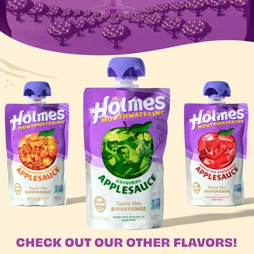 Applesauce Squeeze Pouch, Organic Applesauce Pouches with Real Chunks of Fruit, No Artificial Flavors Fruit Snack, (Original Apple, 12 Pack of 3.2 oz)