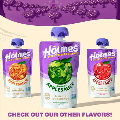 Applesauce Squeeze Pouch, Organic Applesauce Pouches with Real Chunks of Fruit, No Artificial Flavors Fruit Snack, (Original Apple, 12 Pack of 3.2 oz)