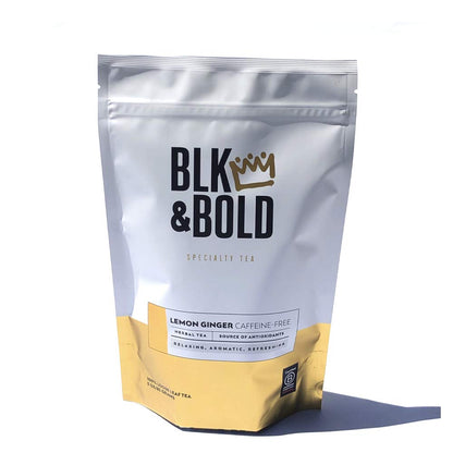 BLK & Bold | Lemon Ginger Herbal Tea | Fair Trade Certified Loose Leaf Specialty Tea | Naturally Caffeine Free | 43 Cups Hot or 21 Cups Iced | 3 oz Bag (Pack of 1)