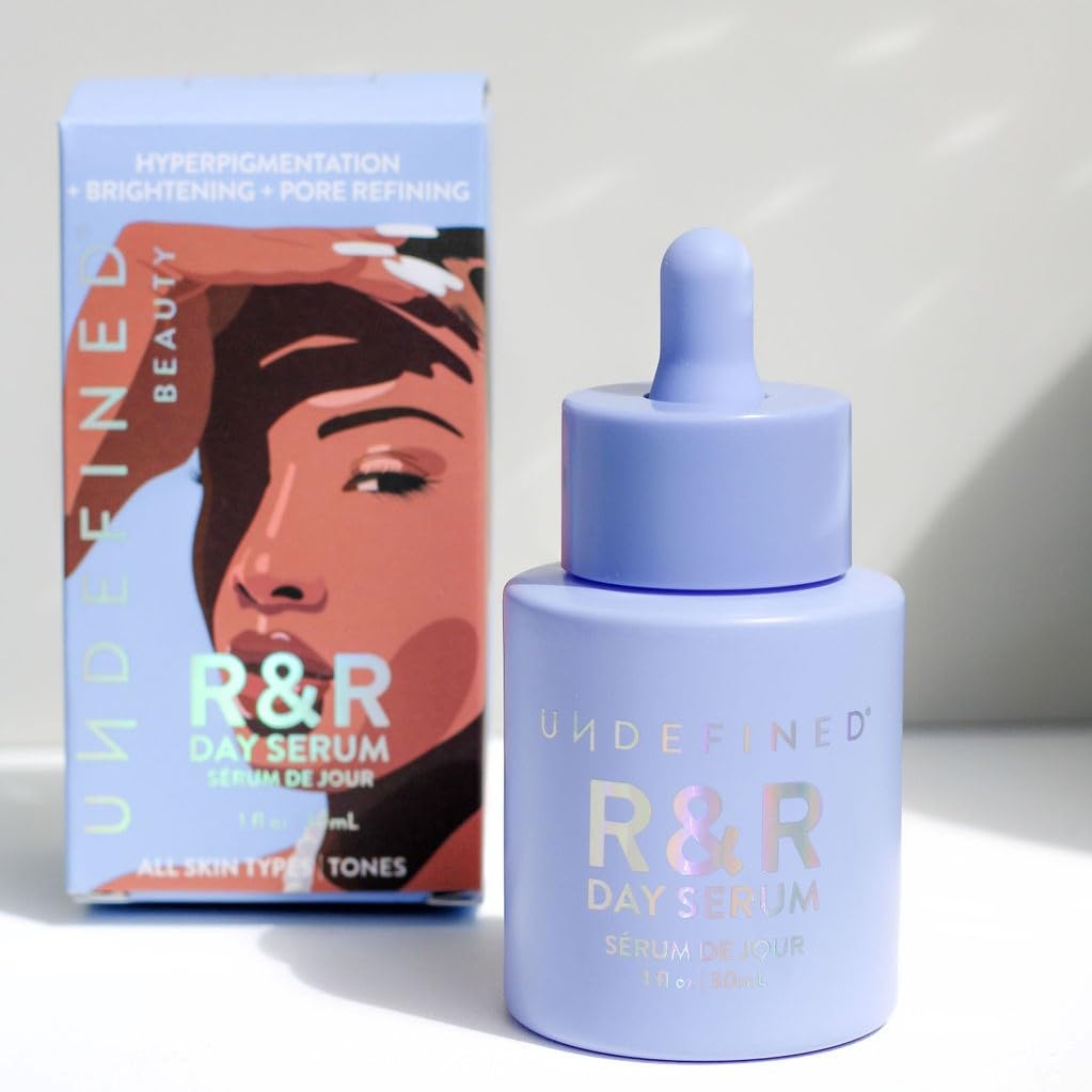 Undefined Beauty R&R Day Serum, Daily Brightening Serum infused with Vitamin C, Kojic Acid, Niacinamide, Alpha Arbutin, Licorice Root