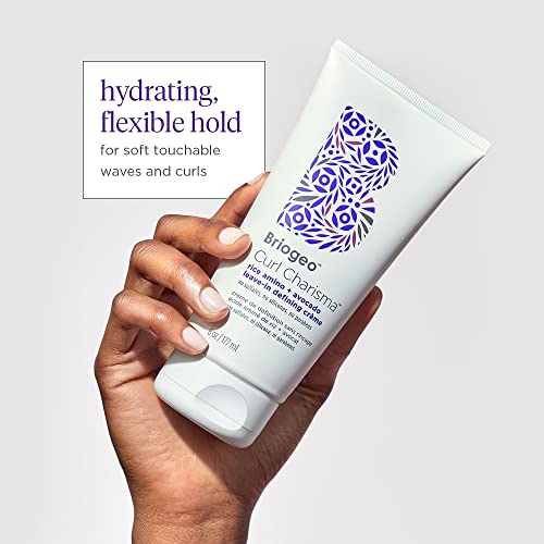 Briogeo Curl Charisma Rice Amino + Avocado Leave-In Defining Crème, Anti Frizz Hair Styling Moisturizer, Leave In Cream for Wavy, Curly, Coily Hair, Boosts Hydration, Vegan, Cruelty-Free, 6 fl oz