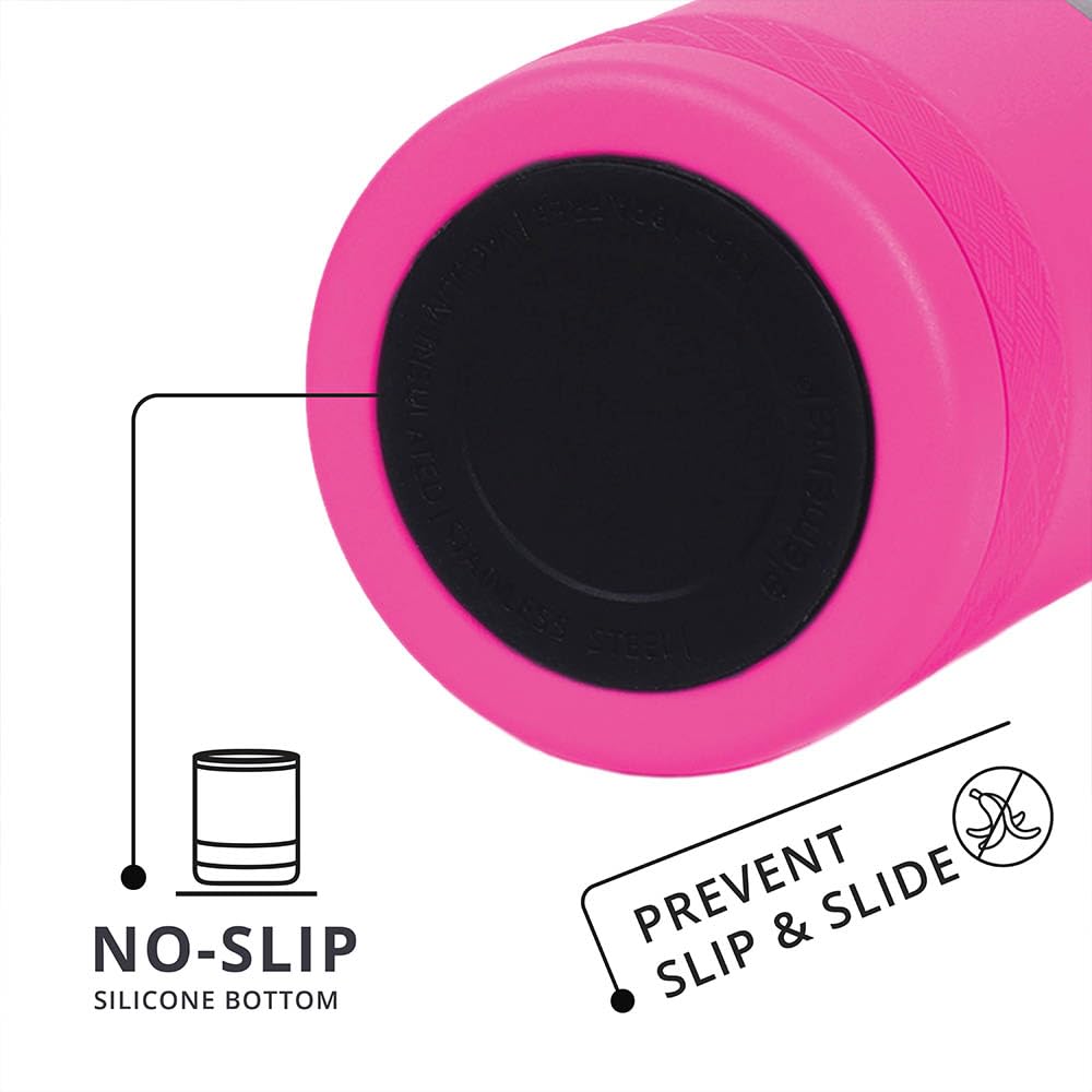 Elemental Recess Lowball Tumbler, 10oz Triple Wall Stainless Steel Cup with Non-Shattered Tritan Lid, Insulated Whiskey Glass, Insulated Coffee Tumbler Mug for Hot & Cold Drinks - Hot Pink