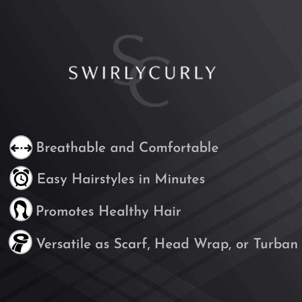 100% Satin Head Scarf | Headwrap for Women | Hair Turban for Black Women (Black)