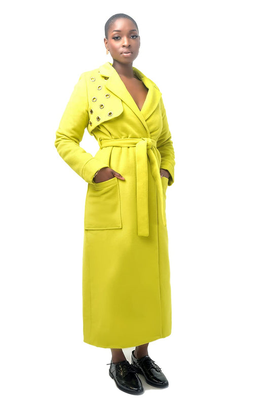 Pantora Women's Nicki Grommet Trench Coat, Yellow, Medium