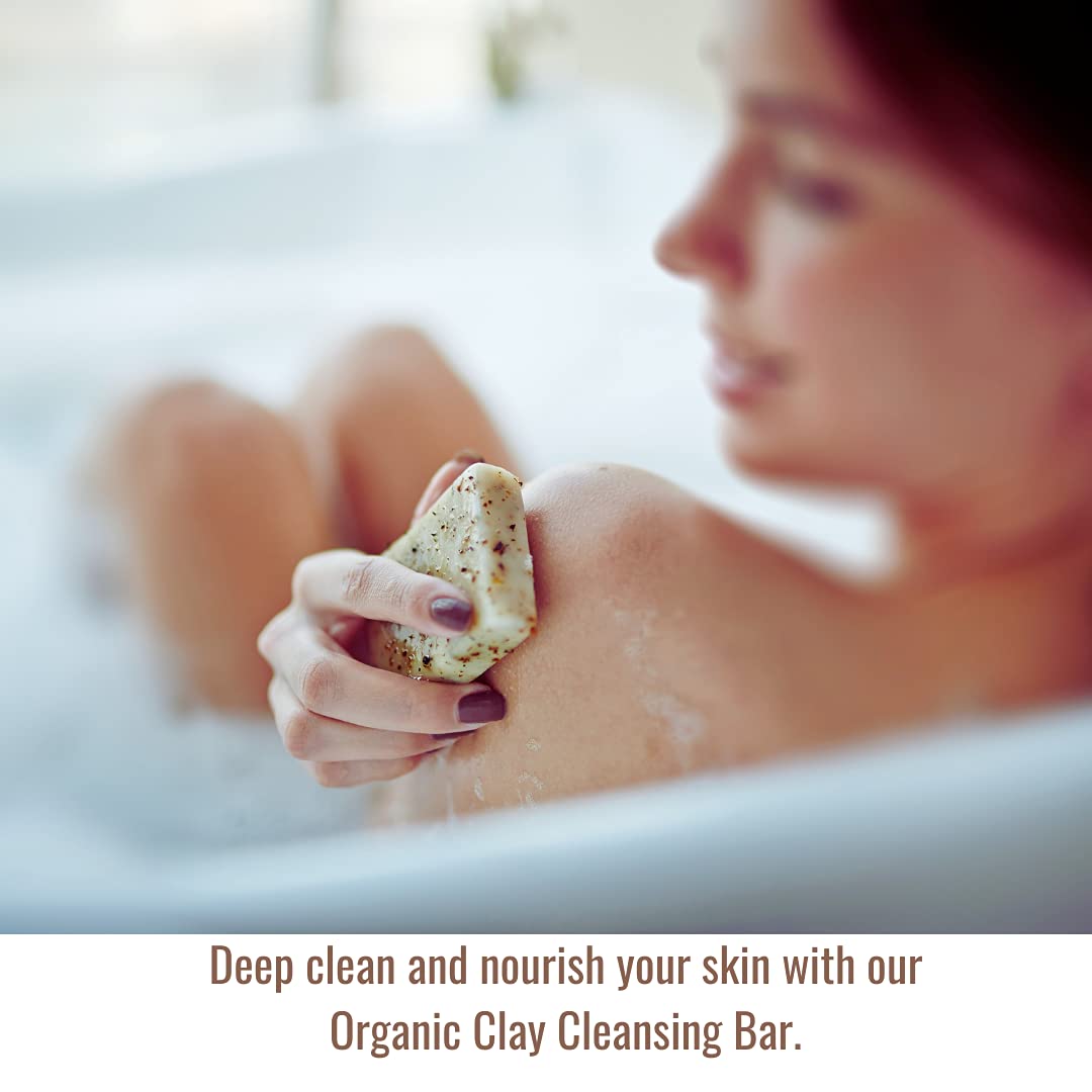 Natural Radiant Life Organic Clay Soap Bar - 5 Oz - Clarifying and Hydrating Bar Soap with Rare Earth Mineral Clay and Olive Oil - Ideal for Acne, Dermatitis, Psoriasis, Hyperpigmentation - Gentle