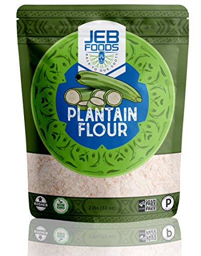 JEB FOODS Plantain flour - 4lb Pure Africa Green Plantain Flour, Fufu Flour, Fufu Powder for Fufu, Paleo Diet, Gluten Free Baking (4lbs)
