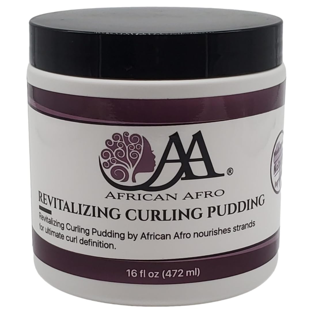 African Afro Revitalizing Curling Pudding Hair Cream, Anti-Shrinkage Curl Defining Cream, Hydrating Curl Cream With Avocado Oil and Jojoba Oil, Cruelty-Free, No Paraben and Sulfate, 16 Fl Oz