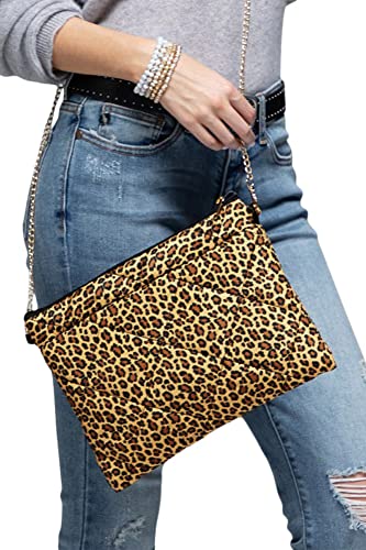 2Chique Boutique Women's Leopard Print Padded Mini Cross Body Bag