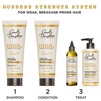 Carol’s Daughter Goddess Strength Hair Care Set- Hair & Scalp Oil and Leave In Conditioner with Castor Oil, Made For Curly, Wavy, Natural Hair, Moisturizing Treatment and Detangler Set