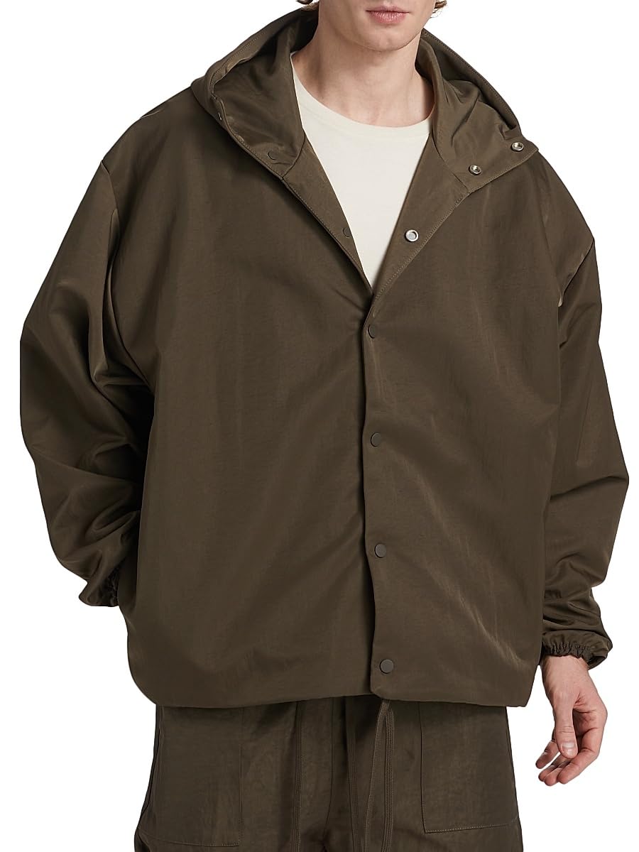 Fear of God Essentials, Coaches Hooded Nylon Jacket, X-Small, Brown