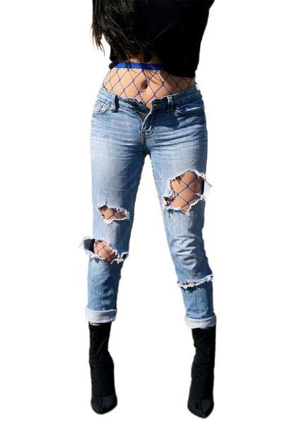 2Chique Boutique Women's Blue Single Line Fishnet Pantyhose