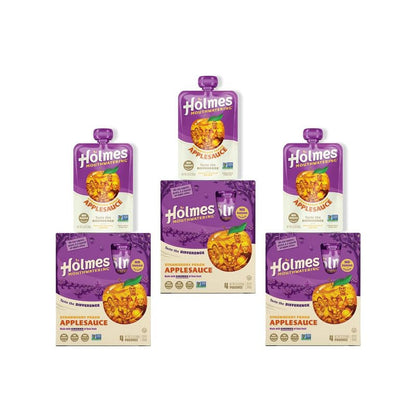 Holmes Mouthwatering Applesauce, Applesauce Squeeze Pouch, Organic Strawberry Applesauce Pouches with Real Chunks of Fruit, No Artificial Flavors Fruit Snack (Strawberry Peach, 12 Pack of 3.2 oz)