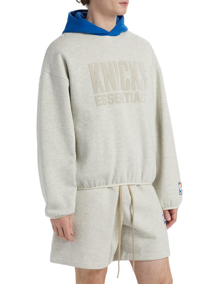 Fear of God Essentials, Knicks Fleece Hoodie, X-Small, Light Heather