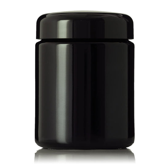 Artanis Home Black Ultraviolet Glass Jar with Lid | 250 ml 8 oz Airtight Smell Proof Container | Wide Neck Herb Storage, Ideal for Coffee, Tea, Spices, Dried Goods, Tall Glass Jar for Kitchen
