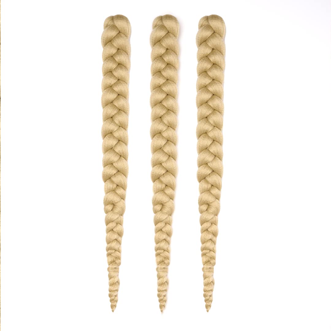 Dosso Beauty 3 Pack Hypoallergenic Pre-Stretched Braiding Hair, 28 Inches, Itch-Free, Fast Drying, Hot Water Set, Light-weight-85g, Ready To Use, Soft textured, Natural Looking color-(#613)