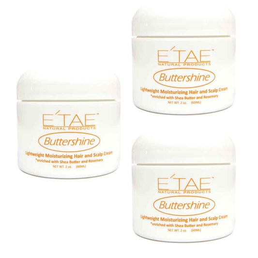 Etae Natural Products E'tae Buttershine Lightweight Moisturizing Hair Scalp Cream 2oz w/Shea Butter Rosemary (3 items)