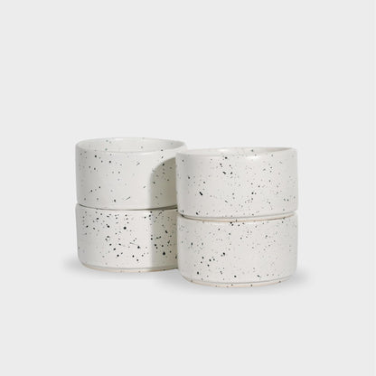 SWEET JULY Edgewater Collection Soup Bowl - Durable, Hand-Thrown Ceramic, 4-Inch Soup Bowl for Soups, Sauces, & Sides - Avail. in White, Black, Gray, and Chai (White Speckled)