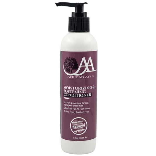 African Afro Moisturizing & Softening Hair Conditioner, Color-Safe Hydrating Conditioner for Curly Hair and All Hair Types, Cruelty-Free Hair Care, No Paraben, Sulfate, and Silicone, 8 Fl Oz