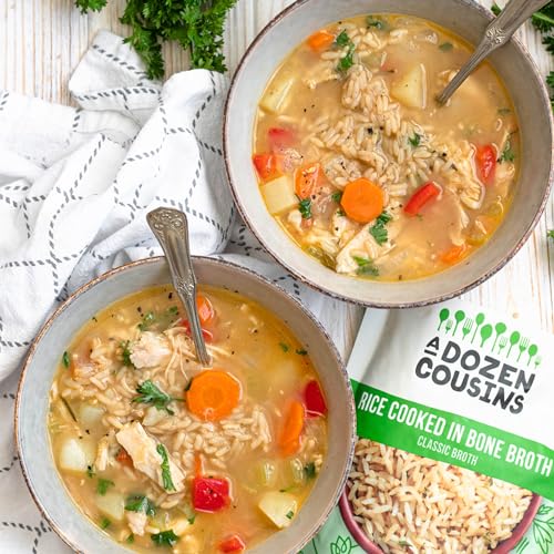 A Dozen Cousins Microwave Rice Cooked in Chicken Bone Broth | 7g Protein with Collagen | Rice for Meals, Sides (3 Flavor Variety Pack, 6 Pack)