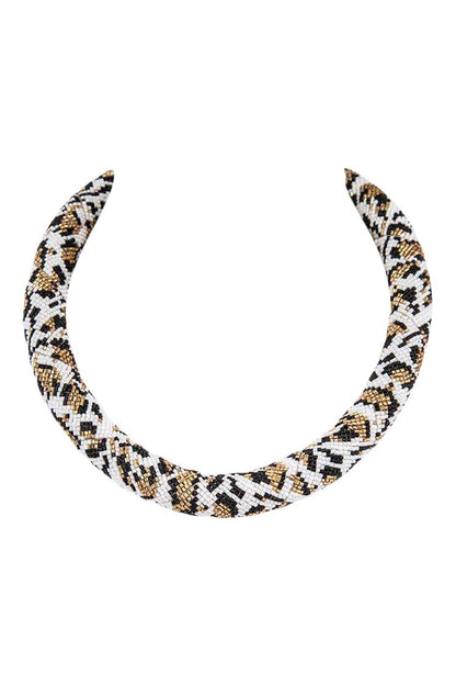 2Chique Boutique Women's Seed Bead Animal Print Necklace