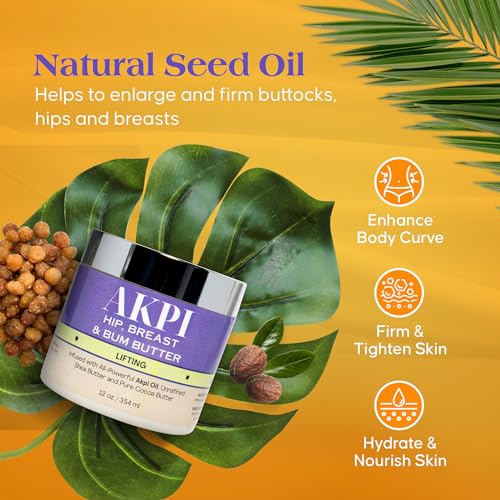 RA COSMETICS Akpi Lifting Butter for Butt, Hips, and Breasts - Surgery-Free Beauty Solution & Butt Enhancement Cream Moisturizer for Firming and Toning your Skin | Hip Lift Massage Cream, 12oz