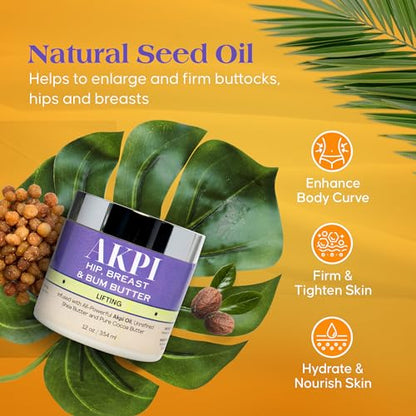 RA COSMETICS Akpi Lifting Butter for Butt, Hips, and Breasts - Surgery-Free Beauty Solution & Butt Enhancement Cream Moisturizer for Firming and Toning your Skin | Hip Lift Massage Cream, 12oz