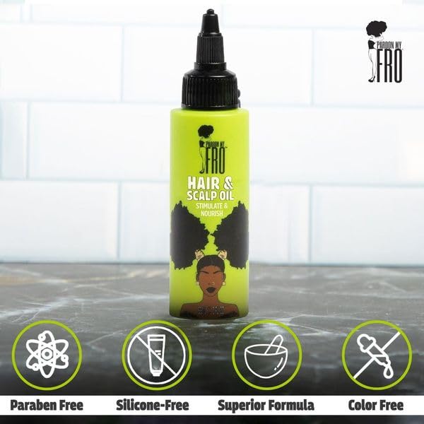 Pardon My Fro Hair & Scalp Oil - Revitalizes and Hydrates Hair - Curls, Braids, Twists - 2 fl oz