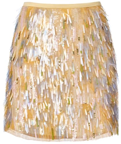 Sergio Hudson, Paillette Fringe Skirt, 2, Silver