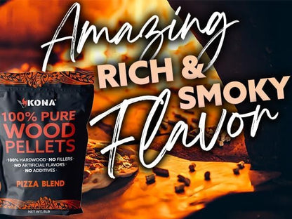 Kona Pizza Blend Wood Smoker Pellets, Intended for Pizza Ovens, 100% Natural Hardwood - Rich Smoky Flavor - Ideal for Pizza Ovens, Smokers, and Smoker Tubes - 2 Pounds