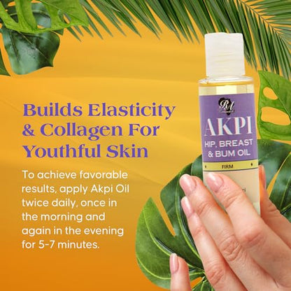 RA Cosmetics Akpi Lifting Oil for Butt, HIPS, and Breasts - 100% Natural, Surgery-Free Beauty Solution - Breasts & Butt Enhancement Oil for Firming and Toning Your Skin | Hip Lift Massage Oil, 2oz