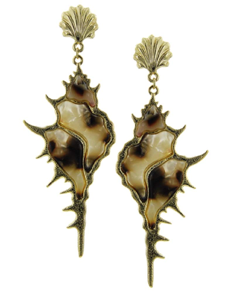 2Chique Boutique Women's Animal Print Shell Fish Dangle Earring