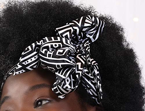 Glow By Daye Charmeuse Satin Prefolded Head Scarf, Double Layered Satin Bandana for Women, Large (Zola Print (Black and White))