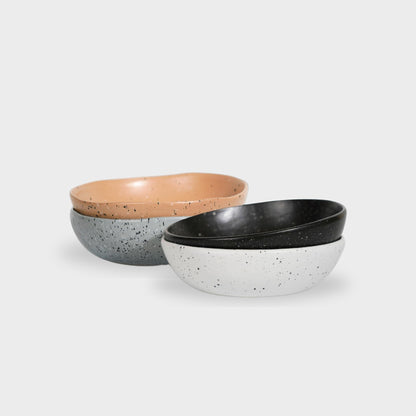 SWEET JULY Edgewater Collection Bowl - Durable, Hand-Thrown Ceramic, 7-Inch Serving Bowl for Cereal, Soup, Salads, & Saucy Dishes - Avail. in White, Black, and Gray (White Speckled)