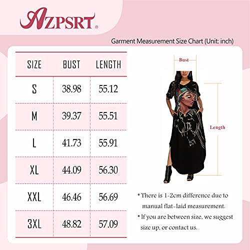 Women's Black History Month Melanin Poppin Summer Casual Loose Pocket Long Dress Short Sleeve Split Maxi Dresses S