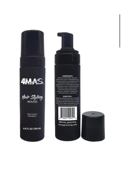 4MAS Hair Styling Mousse | 6.8 FL OZ | Olive & Castor Oil |