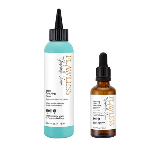 Flawless by Gabrielle Union Protective Hairstyles Gift Bundle - Scalp Soothing Tonic and Restoring Exotic Hair Oil