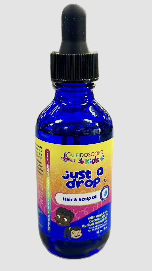 Kaleidoscope Kids Just A Drop Hair and Scalp Oil | 2oz | with Argan Oil, Coconut Oil & Apricot Kernel Oil | Gentle Formula Made For All Kids Hair Types